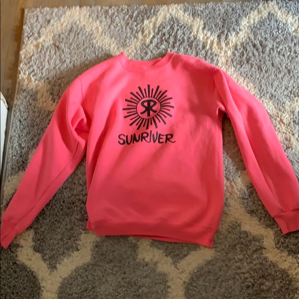 Bright pink crew neck hoodie